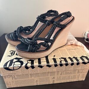 Vintage John Galliano Wood Wedge, 6.5/7